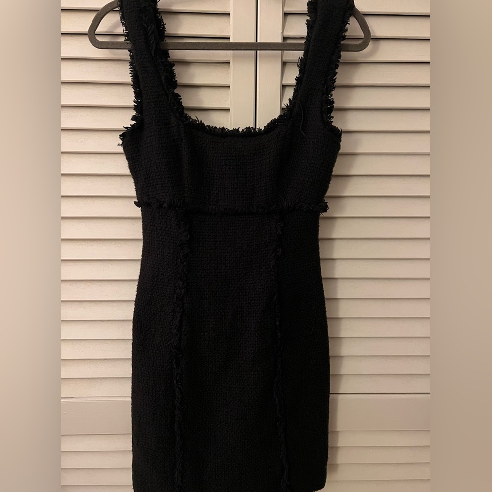 Likely Black Textured Fringe Mini Dress